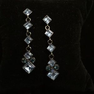 STUNNING FRENCH BLUE CRYSTAL EARRINGS
